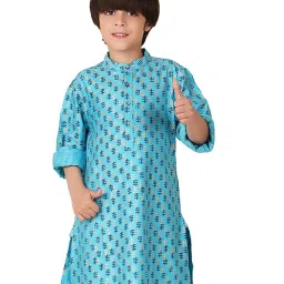 Fabindia Kids Blue Printed Full Sleeves Kurta image 1