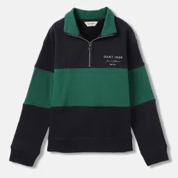 Gant Boys Blue Cotton Color-blocked Sweatshirt image 1