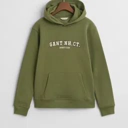 Gant Boys Olive Green Regular Fit Graphic Printed Sweatshirt image 1