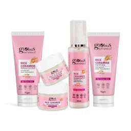 Globus Naturals Rice Ceramide Face Wash, Face Cream, Face Toner, Peel Off-Mask & Face Scrub Combo image 1