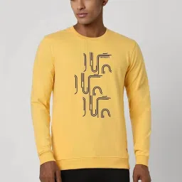 Peter England Yellow Slim Fit Printed Sweatshirt image 1
