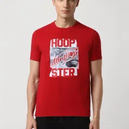 Van Heusen Red Regular Fit Printed T-Shirt-image-24