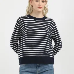TOMMY HILFIGER Navy & White Striped Pullover image 1