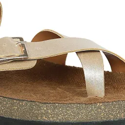 Mozafia Women's Gold Cross Strap Sandals image 5
