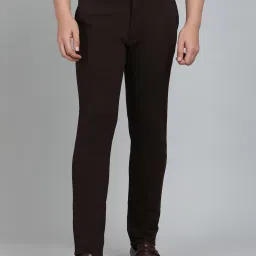 JB Studio Coffee Brown Blended Slim Fit Solid Trouser image 1