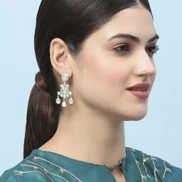 Biba Mint Green Kundan Festive Drop & Danglers image 1