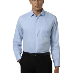 Van Heusen Blue Regular Fit Striped Shirt image 1
