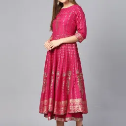 Juniper Fuchsia Printed A Line Kurti image 3