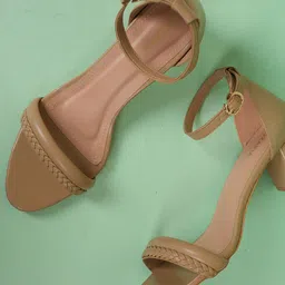 MOZAFIA Textured Ankle Loop Block Sandals with Buckles-picture-27