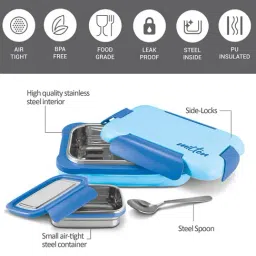 Milton Blue Stainless Steel Lunch Box with Clip Lock Lid - Set of 2 image 4