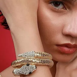 FLAURI Gold-Plated American Diamond Stone-Studded Snake Wrap Bracelet image 2