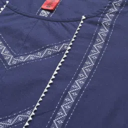 Cottinfab Navy Cotton Printed Kurta image 4