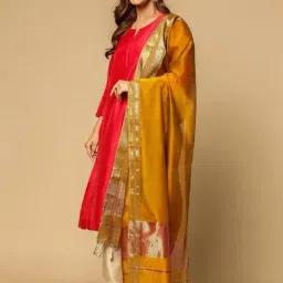 Fabindia Mustard Woven Design Dupatta-image-60