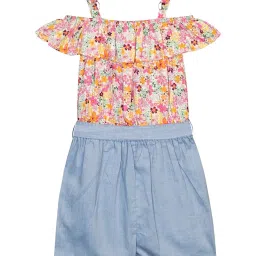 Budding Bees Kids Pink & Blue Floral Print Playsuit image 2
