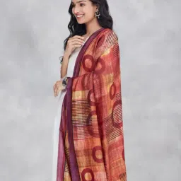 Fabindia Maroon Regular Fit Printed Dupatta image 4