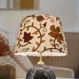 FOS LIGHTING Raw Black Marble Table Lamp with Kashmiri Embroidered Velvet Shade-picture-3