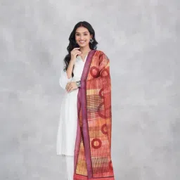 Fabindia Maroon Regular Fit Printed Dupatta image 2