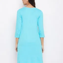 Clovia Blue Graphic Print Night Dress image 2