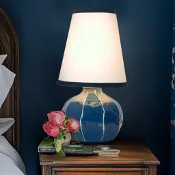 FOS LIGHTING Contemporary Enamel Blue Melon-Shaped Table Lamp with Hand-Painted Lines-picture-34