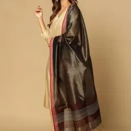 Fabindia Black Woven Design Dupatta-image-78