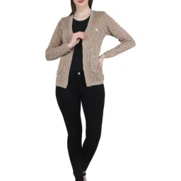 Monte Carlo Beige Self Design Cardigan image 4