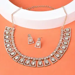 Zaveri Pearls Green Stones & Dazzling Cubic Zirconia Necklace & Earring Set-ZPFK15305-picture-37