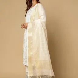 Fabindia Beige Woven Design Dupatta-picture-33