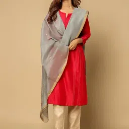 Fabindia Grey Woven Design Dupatta-picture-24