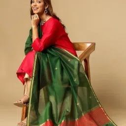 Fabindia Green Woven Design Dupatta image 4