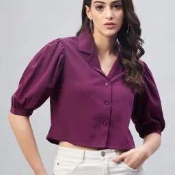Carlton London Purple Shirt Style Crop Top image 1