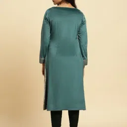 Wishful Teal Embroidered Kurta image 2