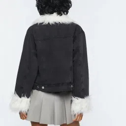 Forever 21 Black Cotton Regular Fit Jacket image 2