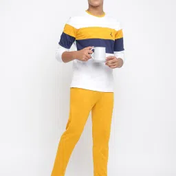 Lil Tomatoes Kids White & Yellow Solid Full Sleeves T-Shirt with Pyjamas image 5