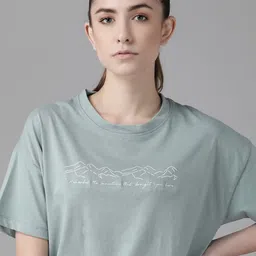 Roadster Women Green Printed Boxy T-shirt-picture-21
