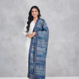 Fabindia Blue Regular Fit Printed Dupatta-image-10