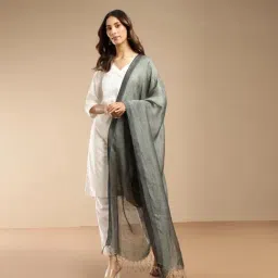 Fabindia Grey Regular Fit Woven Design Dupatta-picture-13