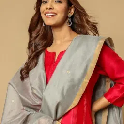 Fabindia Grey Woven Design Dupatta image 3