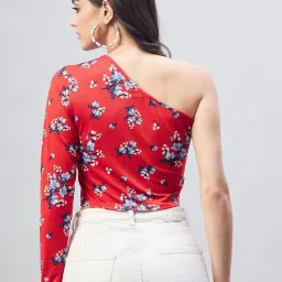 Marie Claire Red Floral Print Crop Top image 2