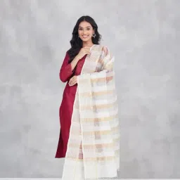 Fabindia Natural-Gold Regular Fit Woven Design Dupatta-picture-35