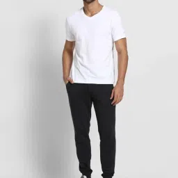 Van Heusen Athleisure Regular Fit Smart Tech Easy Stain Release Solid Joggers - Charcoal Melange image 5