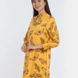 Zink London Yellow Printed Shift Dress image 3