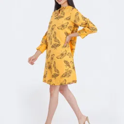Zink London Yellow Printed Shift Dress image 4