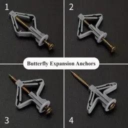 GENERIC Drywall Butterfly Anchor Kit with Screw for Gypsum Board and Hollow Hanging (Pack of 100 Pcs) image 5