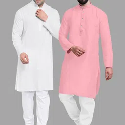 VS MALL Pink Cotton Blend Kurta Sets-picture-30