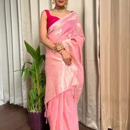 Moda Rapido Ethnic Motifs Zari Pure Linen Saree image 5