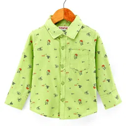 Babyhug 100% Cotton Woven Full Sleeves Shirt Basket Ball Print - Green-picture-15