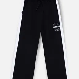 Nap Chief Pure Cotton Knit Originals Text Printed Side Taped Trousers - Black-picture-35