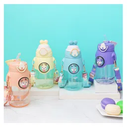 The Procure Store Cute Cat Printed Water Bottle -750ml Yellow image 2