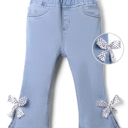 Mark & Mia Cotton Lycra Denim Full Length Jeans With Bow Detailing - Light Blue image 2