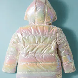 Babyhug Woven Full Sleeves Hooded Padded Jacket With Ombre Effect - Multicolor image 2